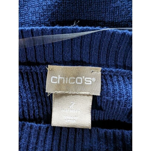 Chico's Royal Blue Pull Over Sweater With White Trim Size 2 US Size L - Picture 5 of 6